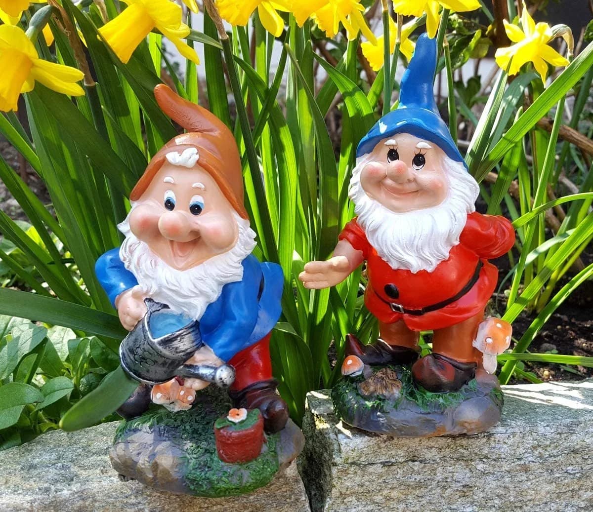 LB H&F Lilienburg Dekofigur 2er SET Gartenzwerge Blau Braun - Bild 2
