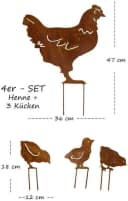 LB H&F Lilienburg Gartenstecker 4er Set Hühnerfamilie Rost Metall Bild 1