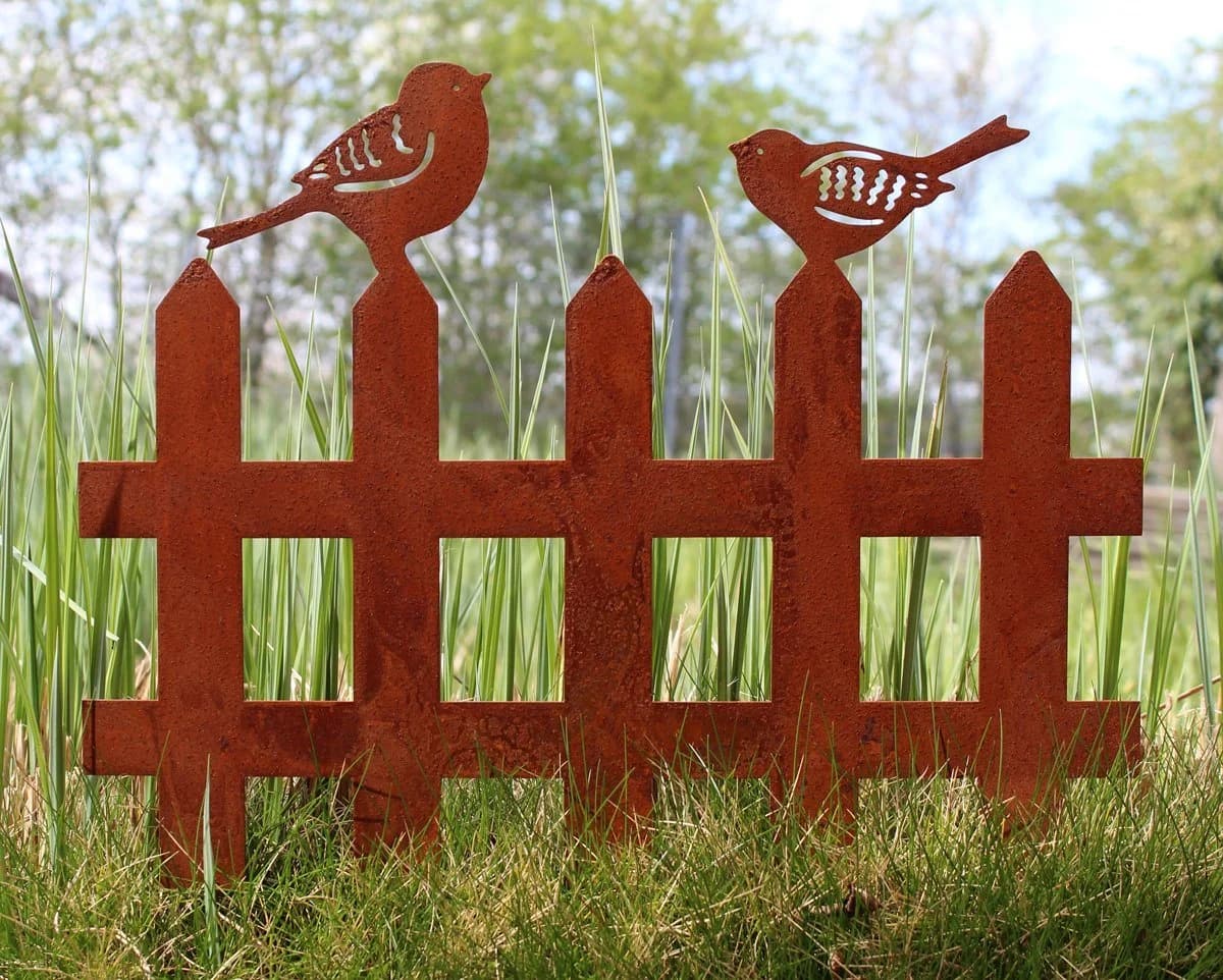 LB H&F Lilienburg Gartenstecker Vogel Rost Optik Metall