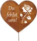 LB H&F Lilienburg Grabstecker Herz Rost Braun Metall Dekofigur Bild 2