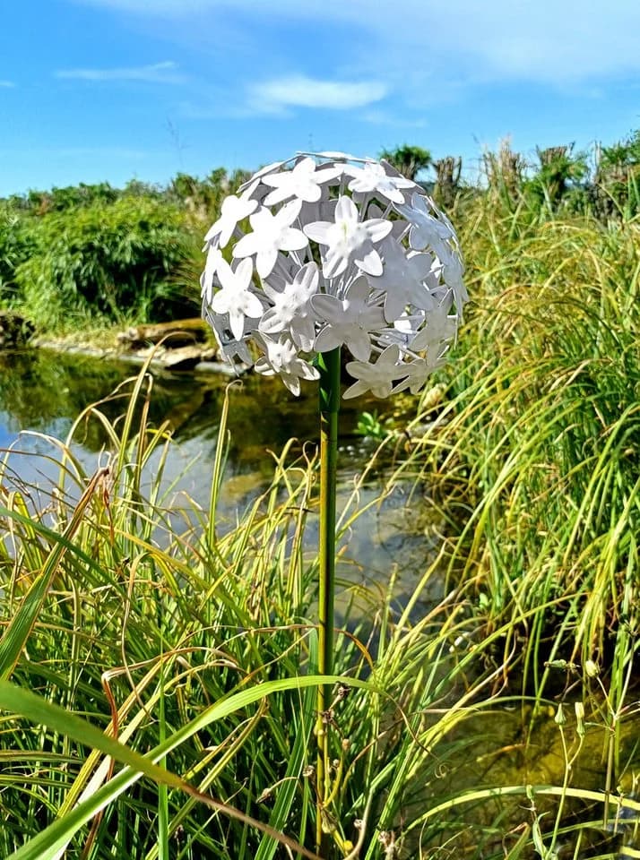 LB H&F Lilienburg Gartenstecker Blume Metall Weiß Wetterfest - Bild 2