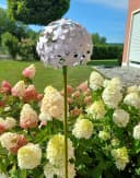 LB H&F Lilienburg Gartenstecker Blume Metall Weiß Wetterfest Bild 3