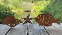 LB H&F Lilienburg Gartenstecker 3er Set Rost Seestern Fisch Muschel Bild 2