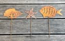 LB H&F Lilienburg Gartenstecker 3er Set Rost Seestern Fisch Muschel Bild 4