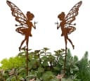 LB H&F Lilienburg Dekofigur 2er SET Elfe Fee Rostdeko Gartenstecker Bild 2