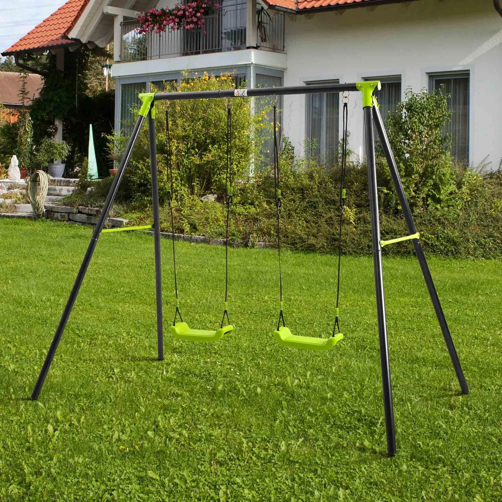 Baby Vivo Doppelschaukel Metall Gestell Kunststoff Sitz