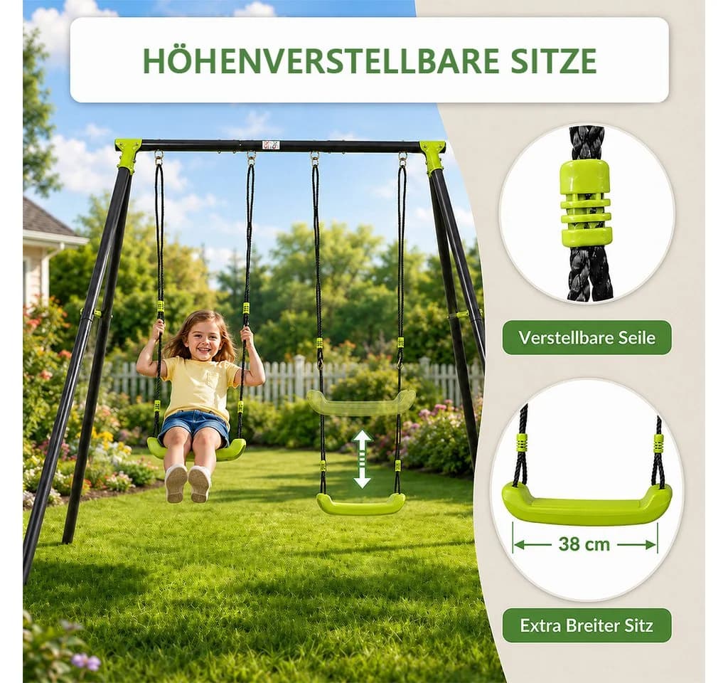 Baby Vivo Doppelschaukel Metall Gestell Kunststoff Sitz - Bild 2