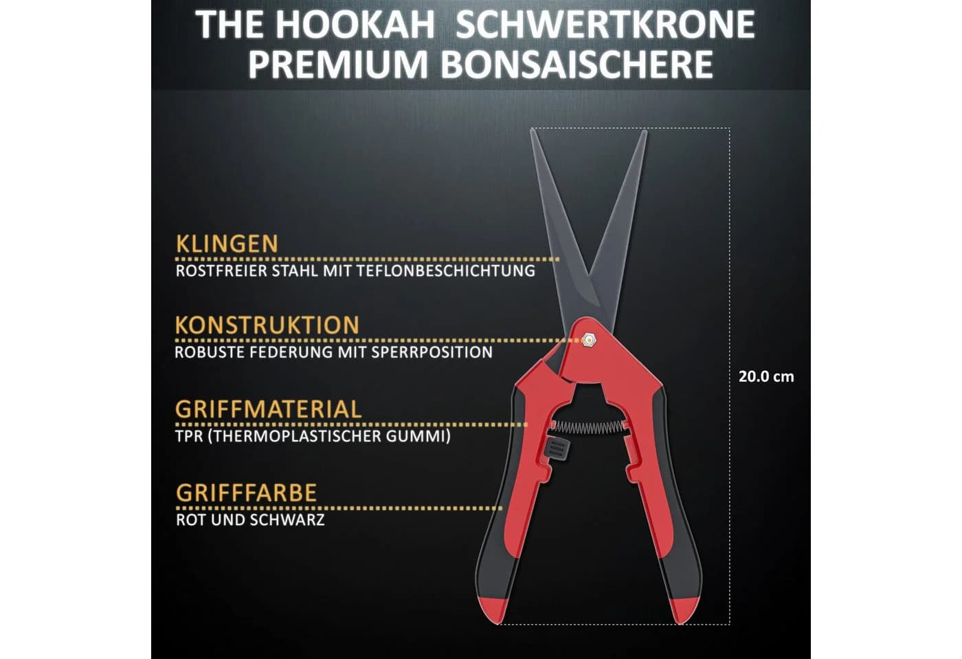 THE HOOKAH Strauchschere mit Teflonbeschichtung und TPR-Griff