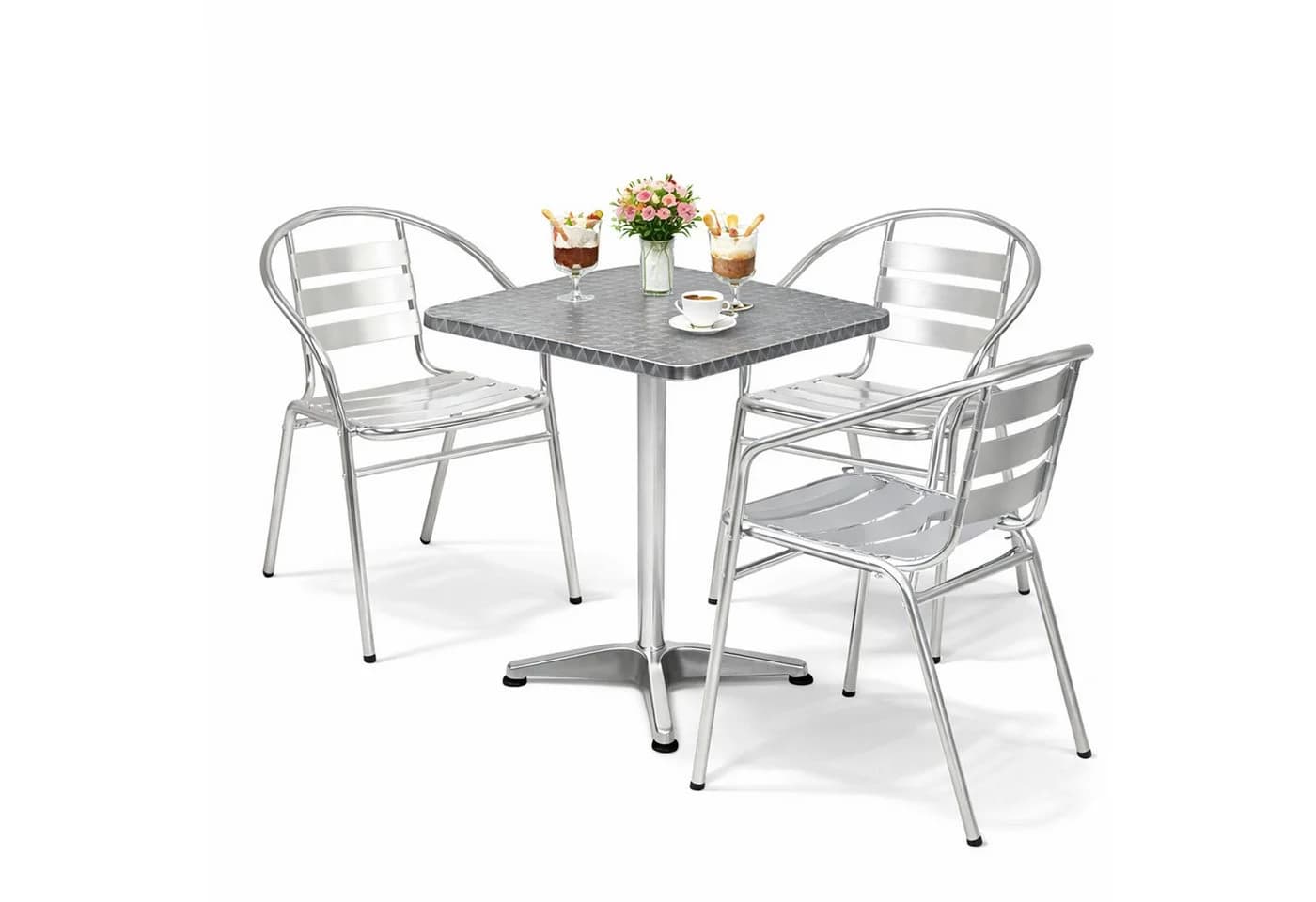 Mojawo Bistrogarnitur 4-tlg. Aluminium Silber klappbar - Bild 2