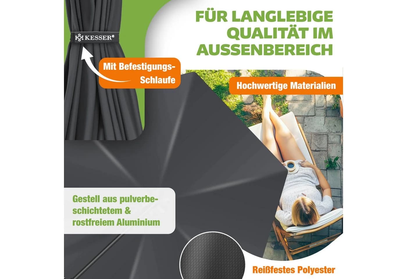 KESSER® Alu Ampelschirm Sonnenschirm mit Kurbelvorrichtung - Bild 4
