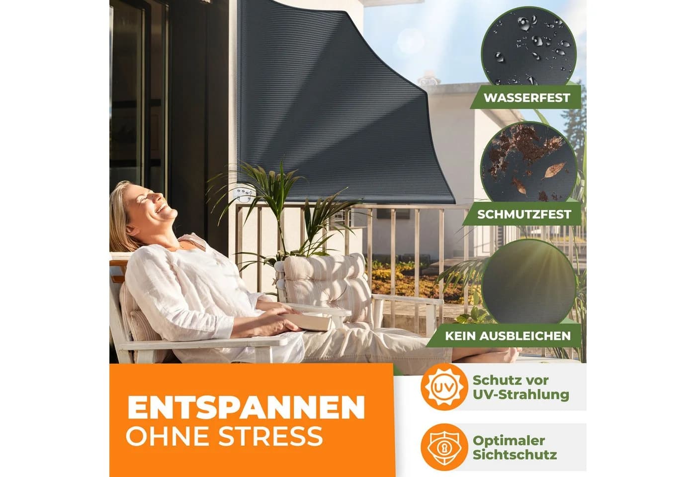 KESSER® Balkonfächer klappbar mit Wandhalterung 140x140cm - Bild 4