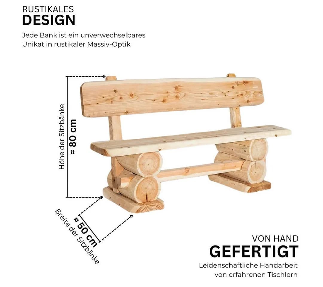 Mega-Holz Gartenbank Rustikal Lärchenholz 120 cm - Bild 3
