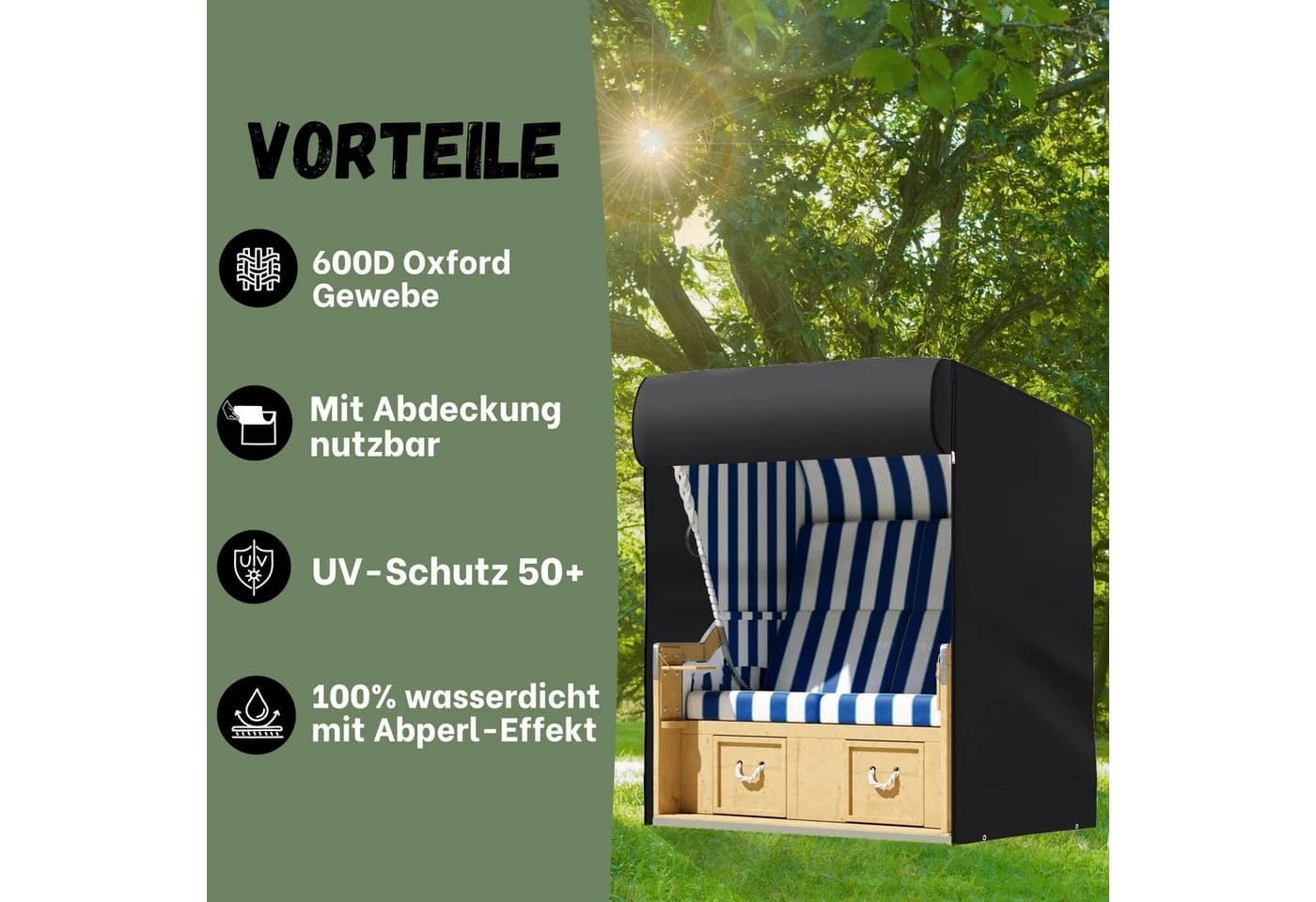 riijk Strandkorb-Schutzhülle 135 cm breit - Bild 3