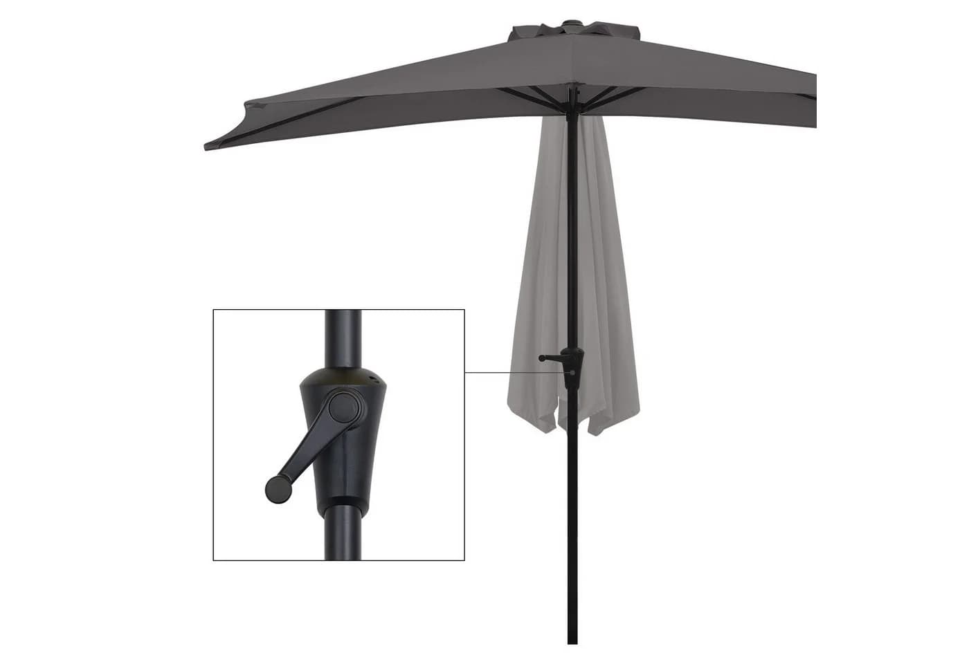 Sekey Balkonschirm Halbrund 270 cm Grau mit Kurbel und UV50+ Schutz - Bild 5