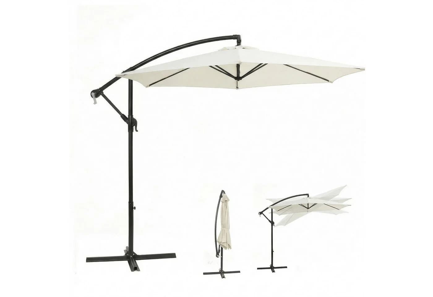Sekey Sonnenschirm Ampelschirm 300x300 cm Creme 360° drehbar