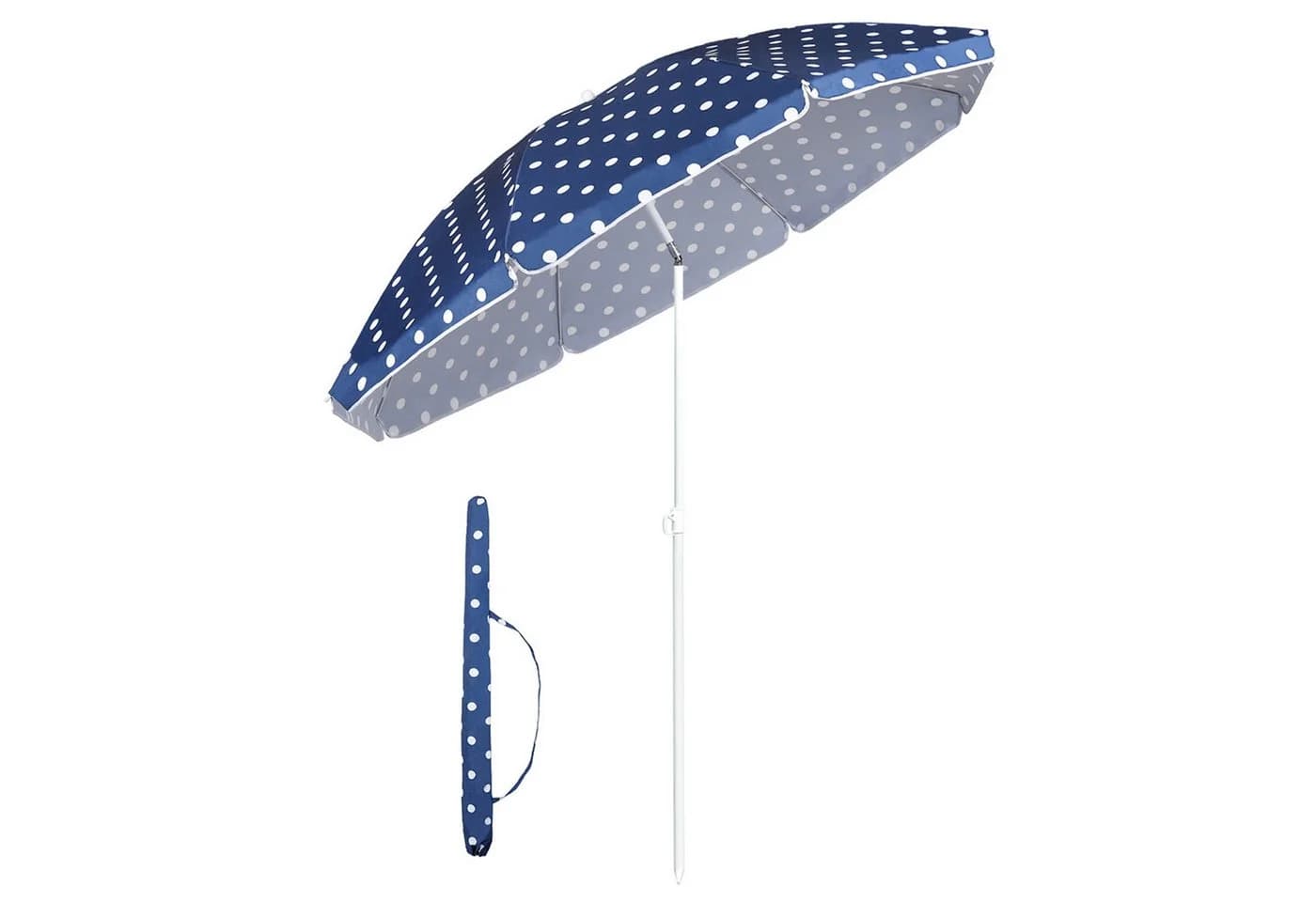 Sekey Sonnenschirm 160 cm Blau-Weiß mit verstellbarer Höhe und Neigung - Bild 2