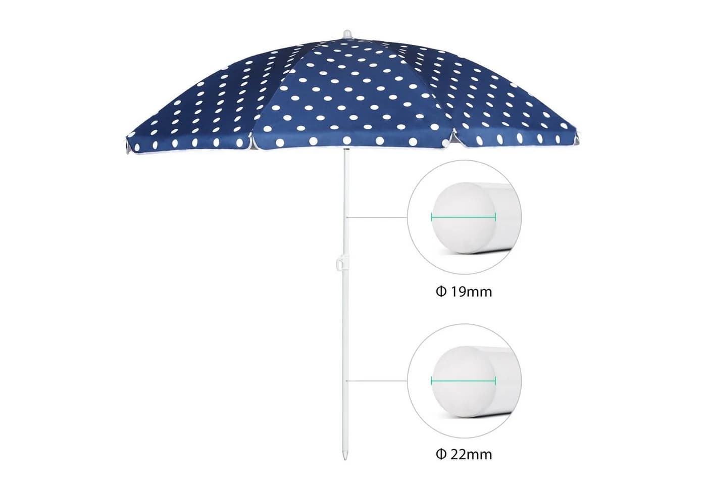 Sekey Sonnenschirm 160 cm Blau-Weiß mit verstellbarer Höhe und Neigung - Bild 5