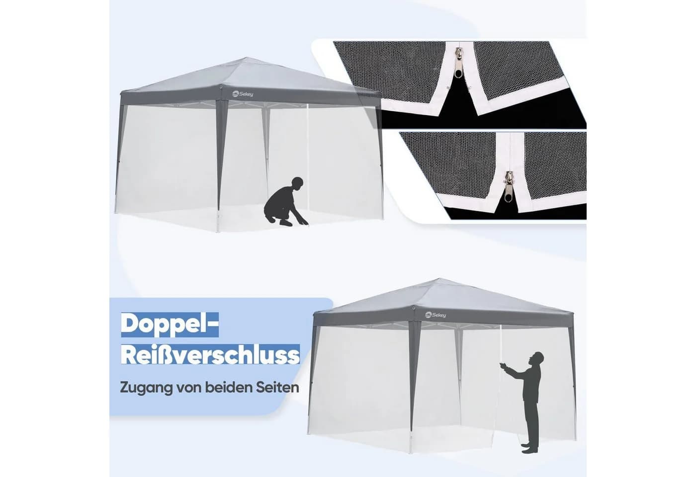 Sekey Moskitonetz 3x3m für Pavillon Weiß mit Reißverschluss - Bild 5