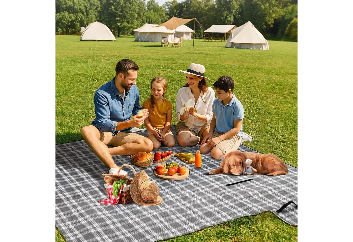 Sekey Picknickdecke 200x200 cm Grau Wasserdicht Faltbar - Bild 3