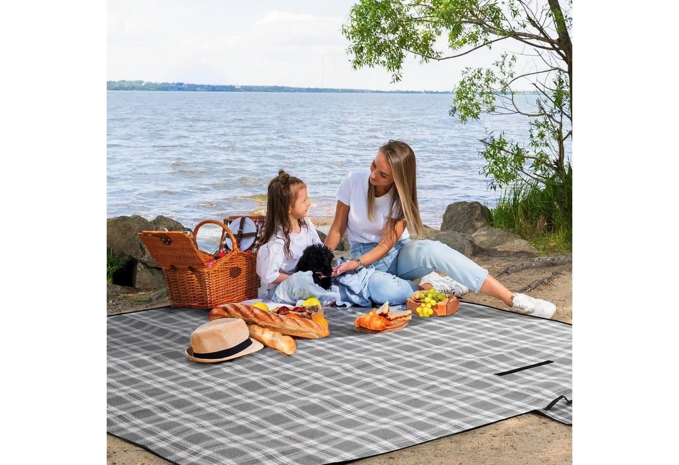 Sekey Picknickdecke 200x200 cm Grau Wasserdicht Faltbar - Bild 4