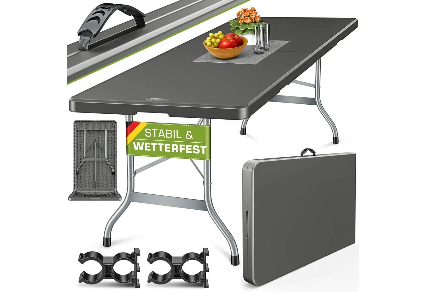 tillvex Gartentisch Klappbar Kunststoff 180x75cm - Bild 2