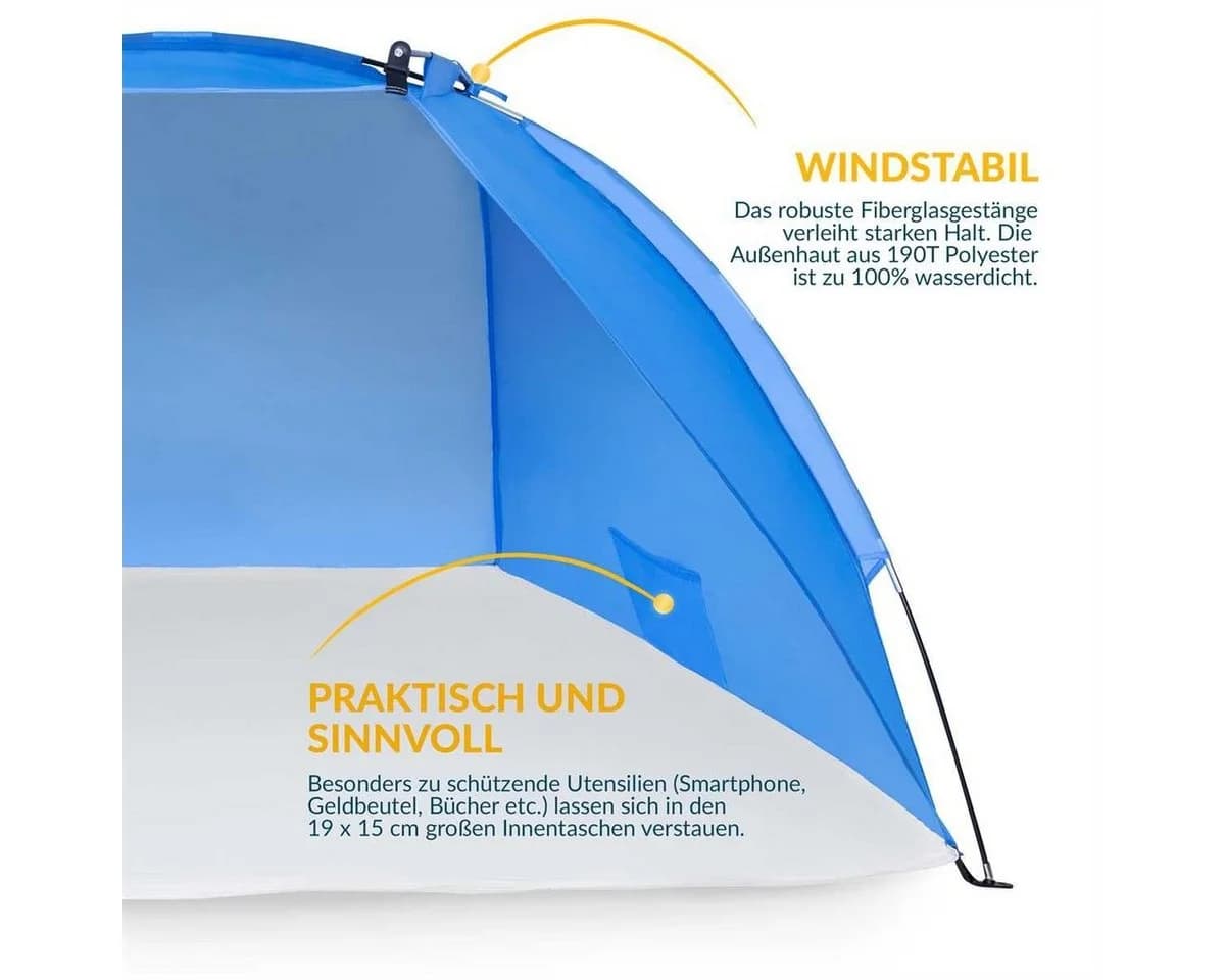 TRESKO Strandmuschel Pop Up Zelt UV Schutz 50+ Wasserdicht - Bild 4