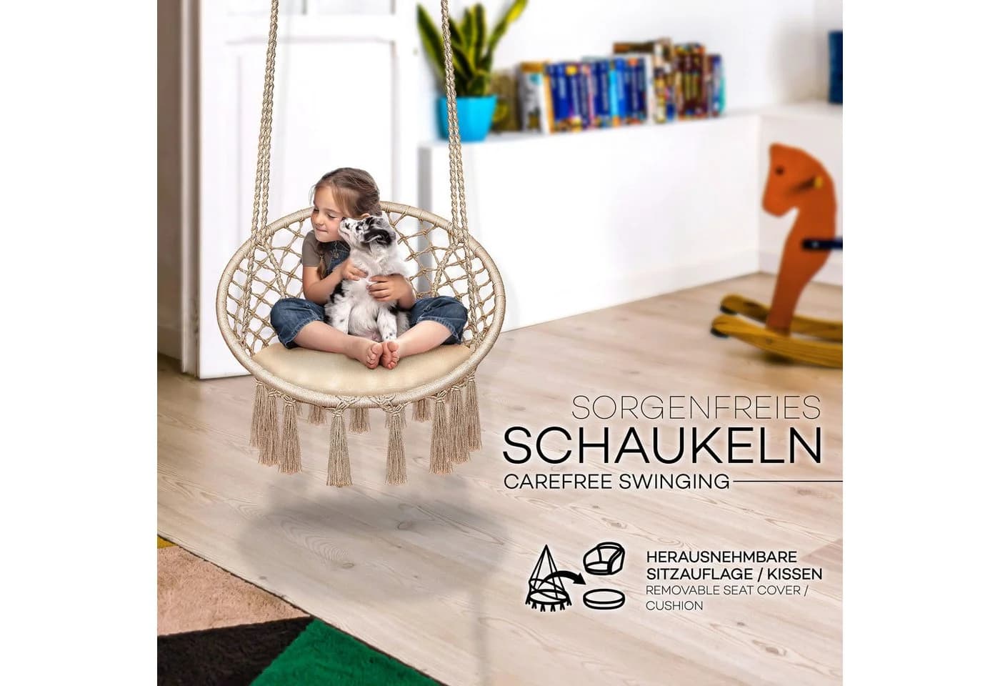 tillvex Hängesessel Beige mit Kissen Indoor Outdoor - Bild 4
