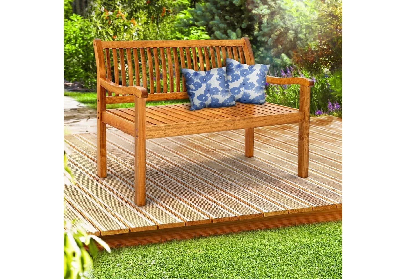 tillvex Gartenbank Massivholz Braun Wetterfest Parkbank - Bild 4