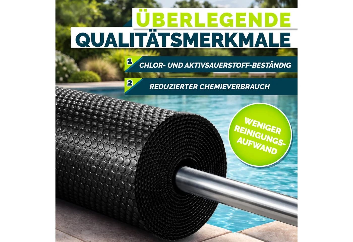 tillvex Pool Solarabdeckplane Schwarz 120 µm Solarfolie zuschneidbar - Bild 3