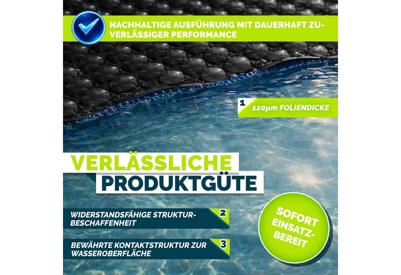 tillvex Pool Solarabdeckplane Schwarz 120 µm Solarfolie zuschneidbar - Bild 4