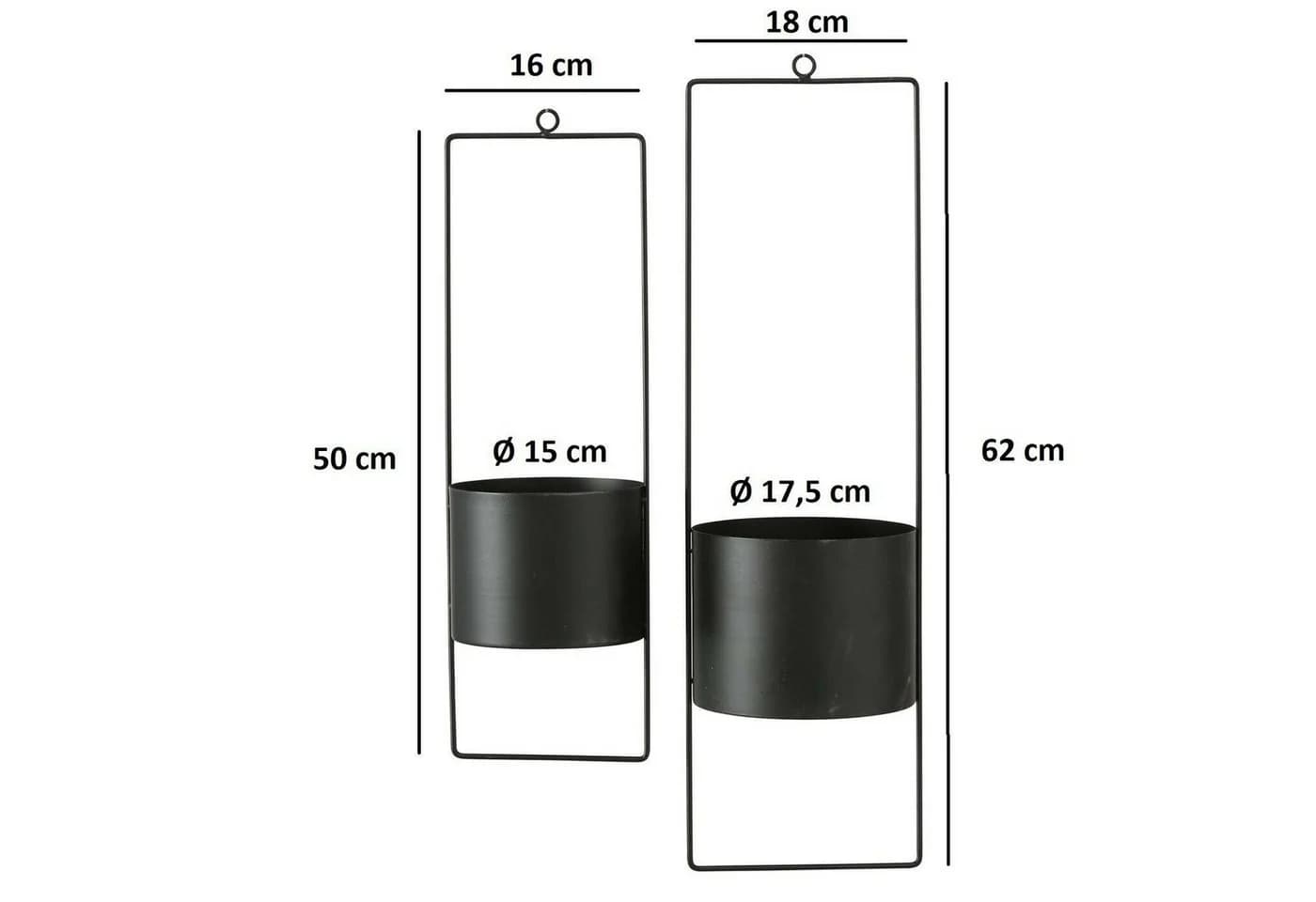 Meinposten Blumenampel 2er Set Hängetopf Metall Schwarz