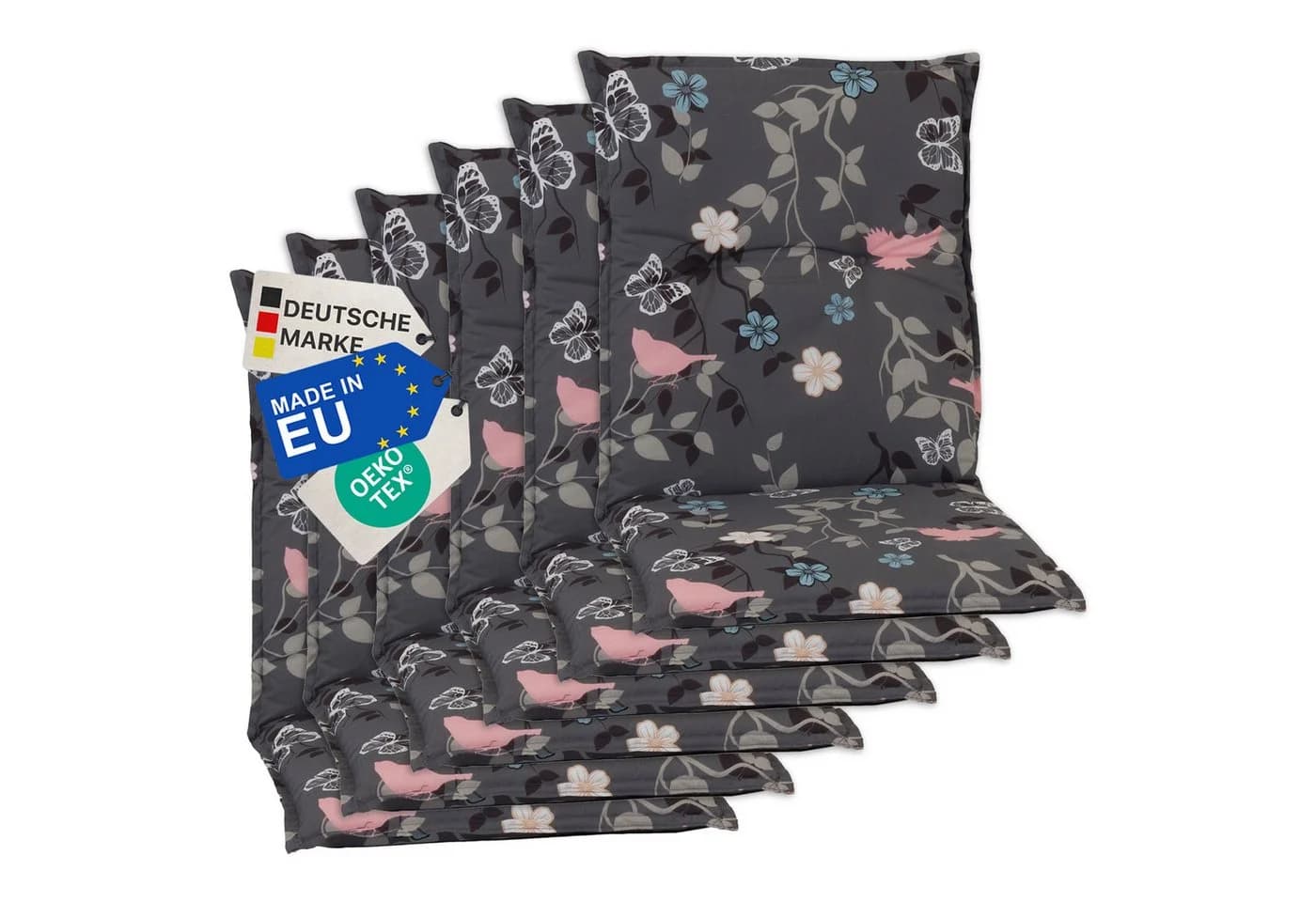 NYVI Sitzauflage Niedriglehner 6er Set Barcelona Blumen Floral - Bild 3