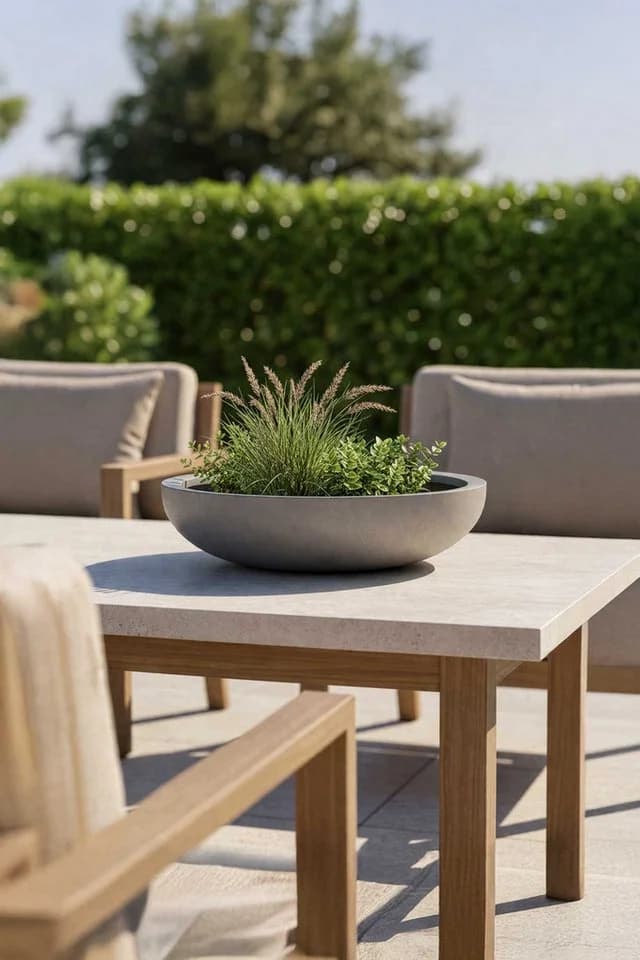 VIVANNO Pflanzschale PLANA Betongrau Fiberglas