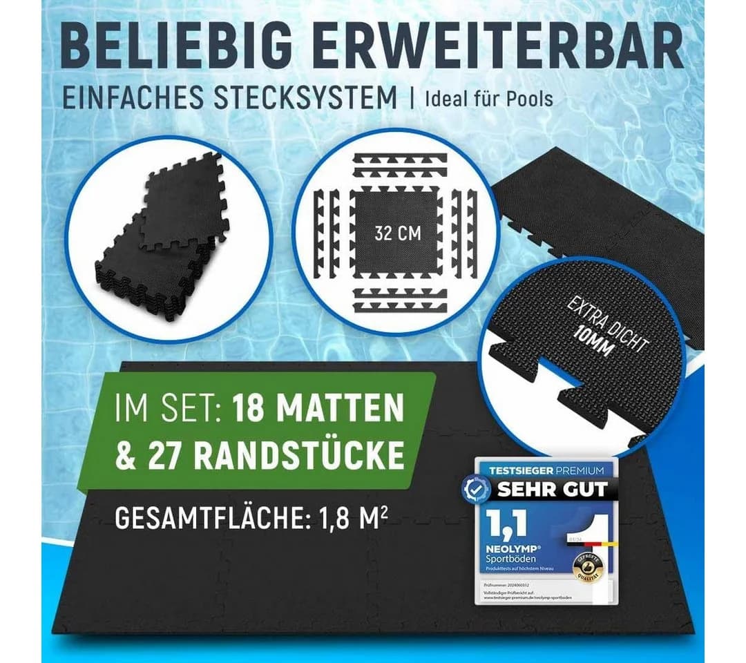 NEOLYMP Whirlpoolmatte EVA Schwarz 8er Set Bodenschutz - Bild 5