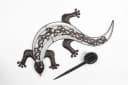 Spetebo Solar Wanddeko Gecko LED Metall Bronze 72 cm Bild 1