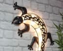 Spetebo Solar Wanddeko Gecko LED Metall Bronze 72 cm Bild 2