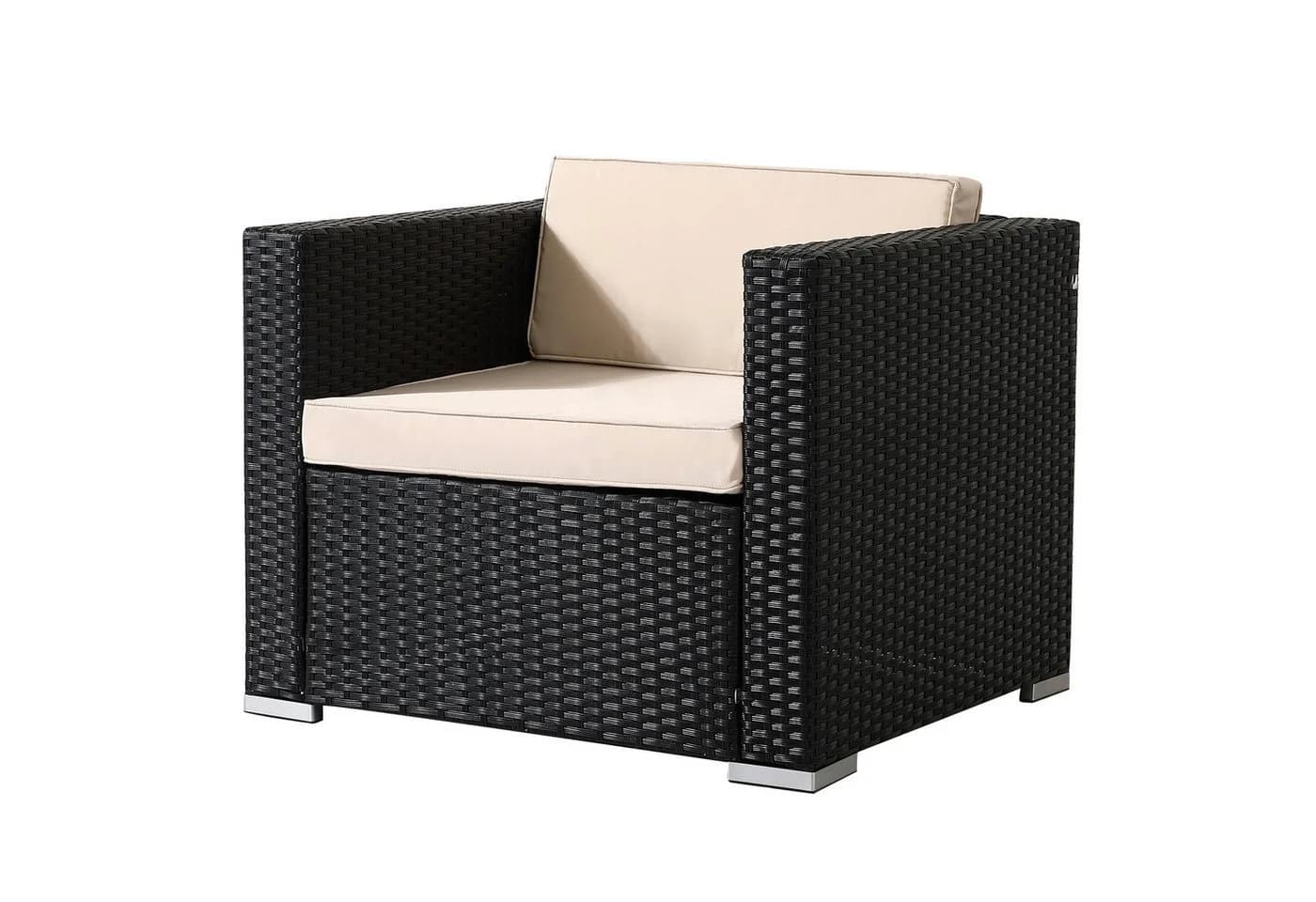 Arebos Gartensessel Poly-Rattan Schwarz mit Kissen - Bild 2