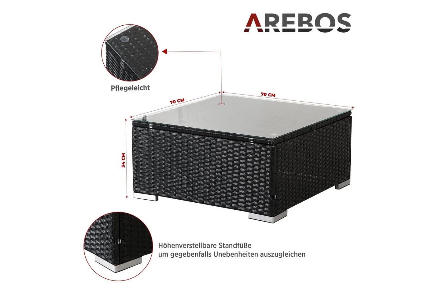 Arebos Loungesofa Polyrattan Cannes 10-tlg. Set mit Kissen - Bild 3