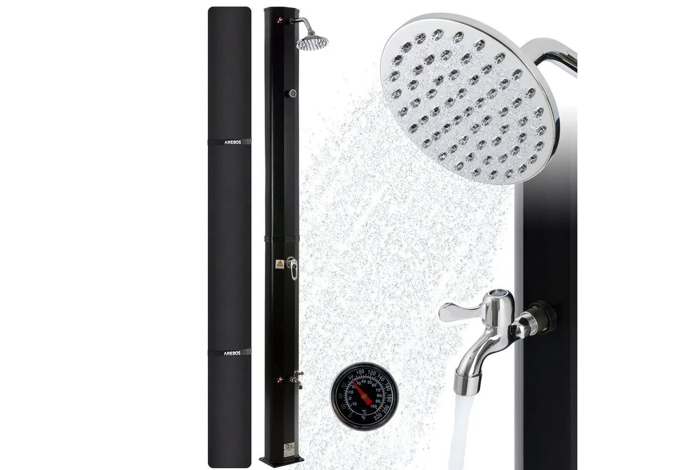 Arebos Solardusche 35L mit Thermometer & Fußdusche Schwarz/Gold/Silber - Bild 2