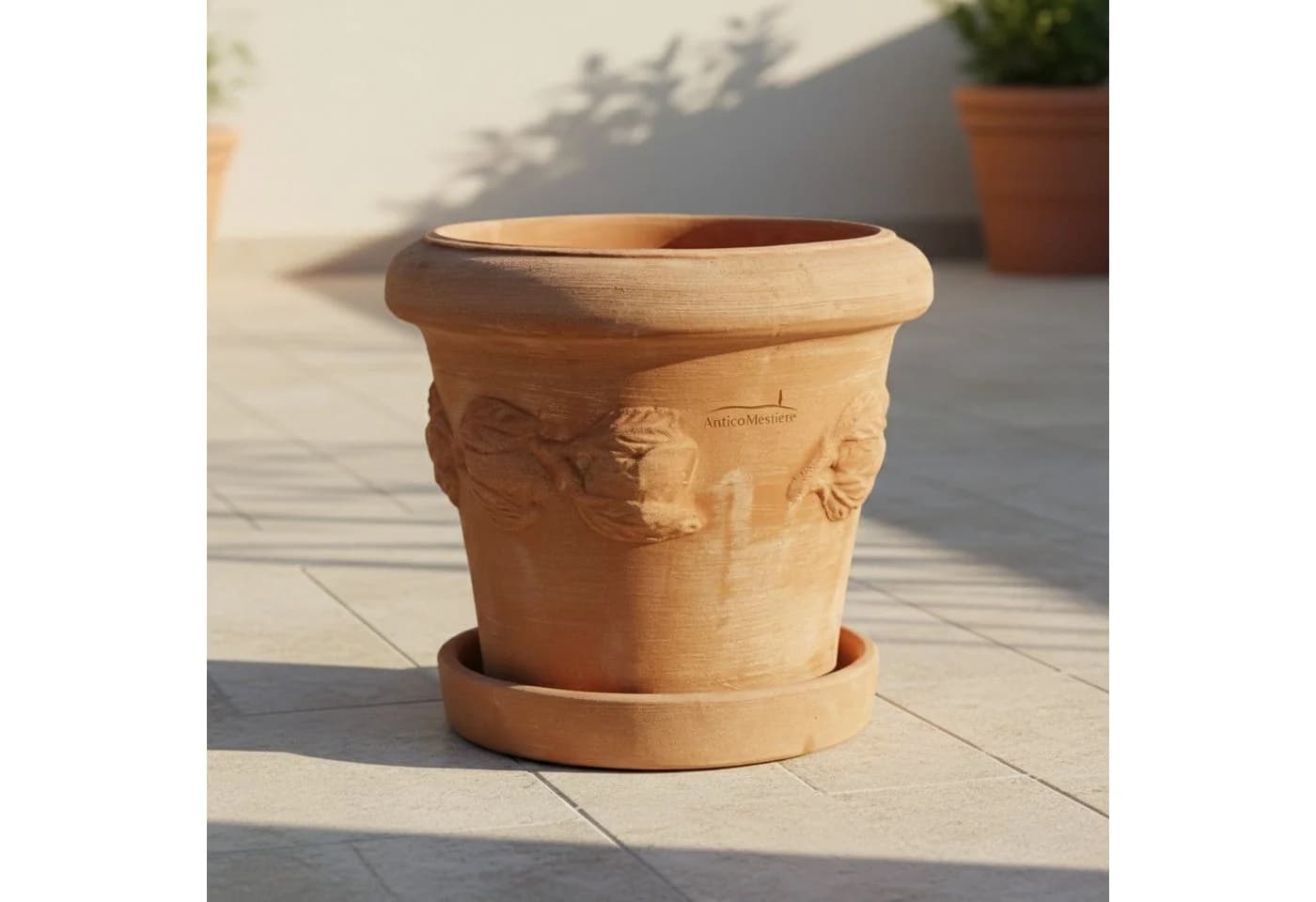Teramico Blumentopf Terrakotta Limone mit Untersetzer 26cm