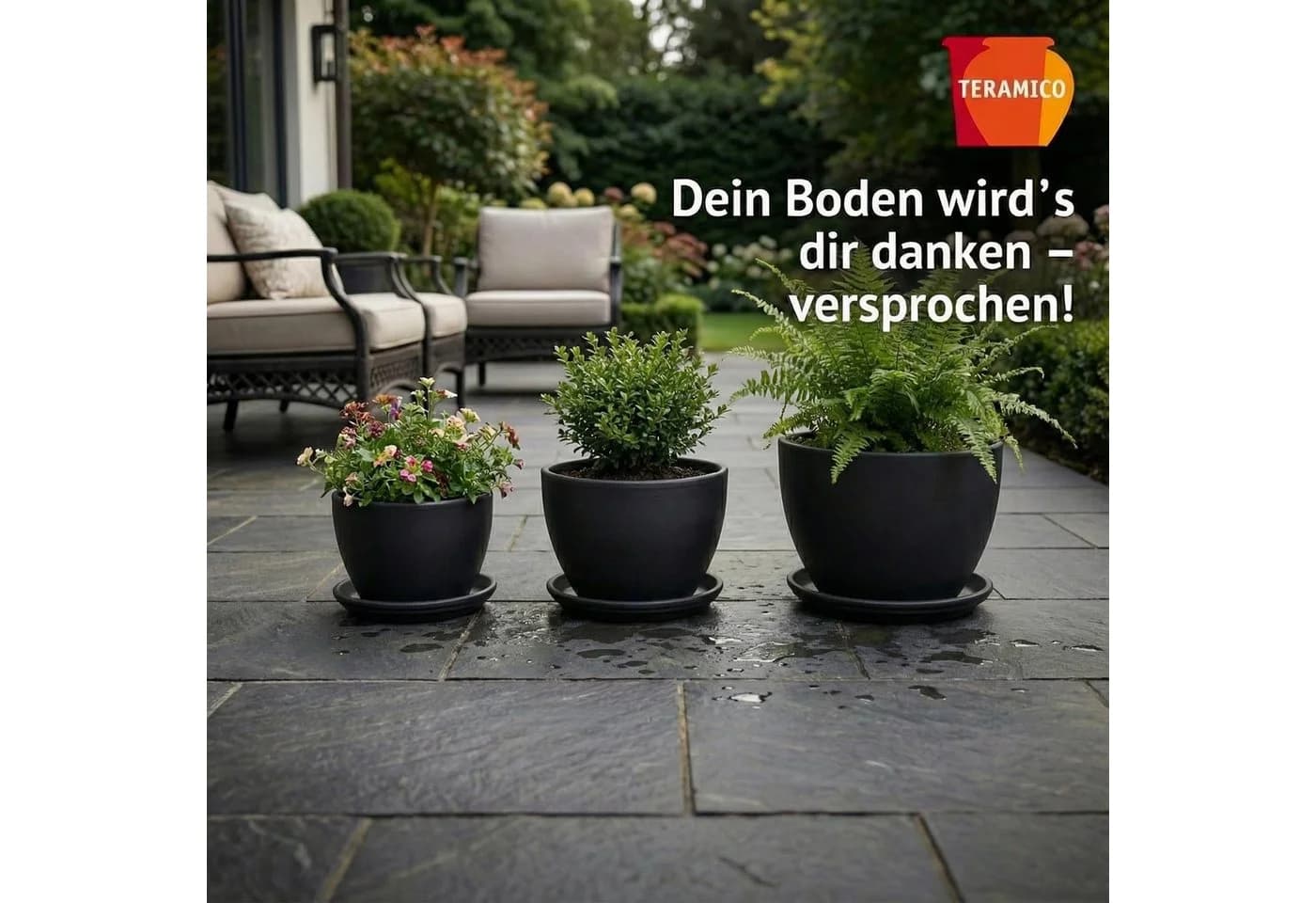 Teramico Blumentopfuntersetzer Keramik Anthrazit Handgefertigt