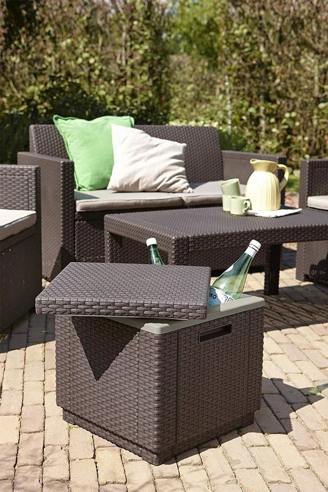 Keter Ice Cube Kühlbox Gartentisch Braun 42x42x41 cm