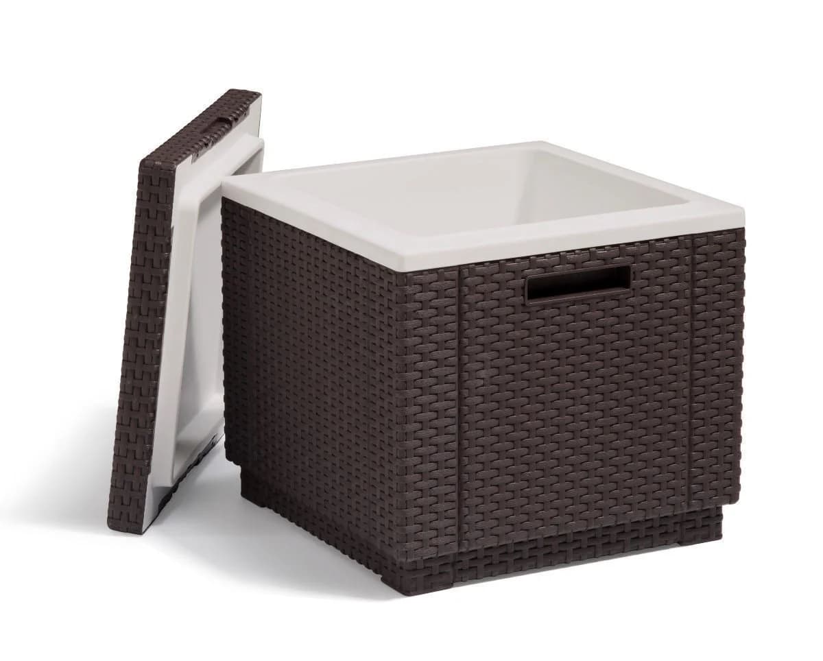 Keter Ice Cube Kühlbox Gartentisch Braun 42x42x41 cm - Bild 2