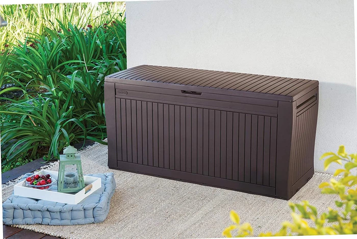 Keter Gartenbox Comfy 270L Braun Anthrazit Kunststoffbox mit Rollen - Bild 3