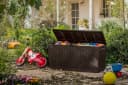 Keter Gartenbox Comfy 270L Braun Anthrazit Kunststoffbox mit Rollen Bild 5