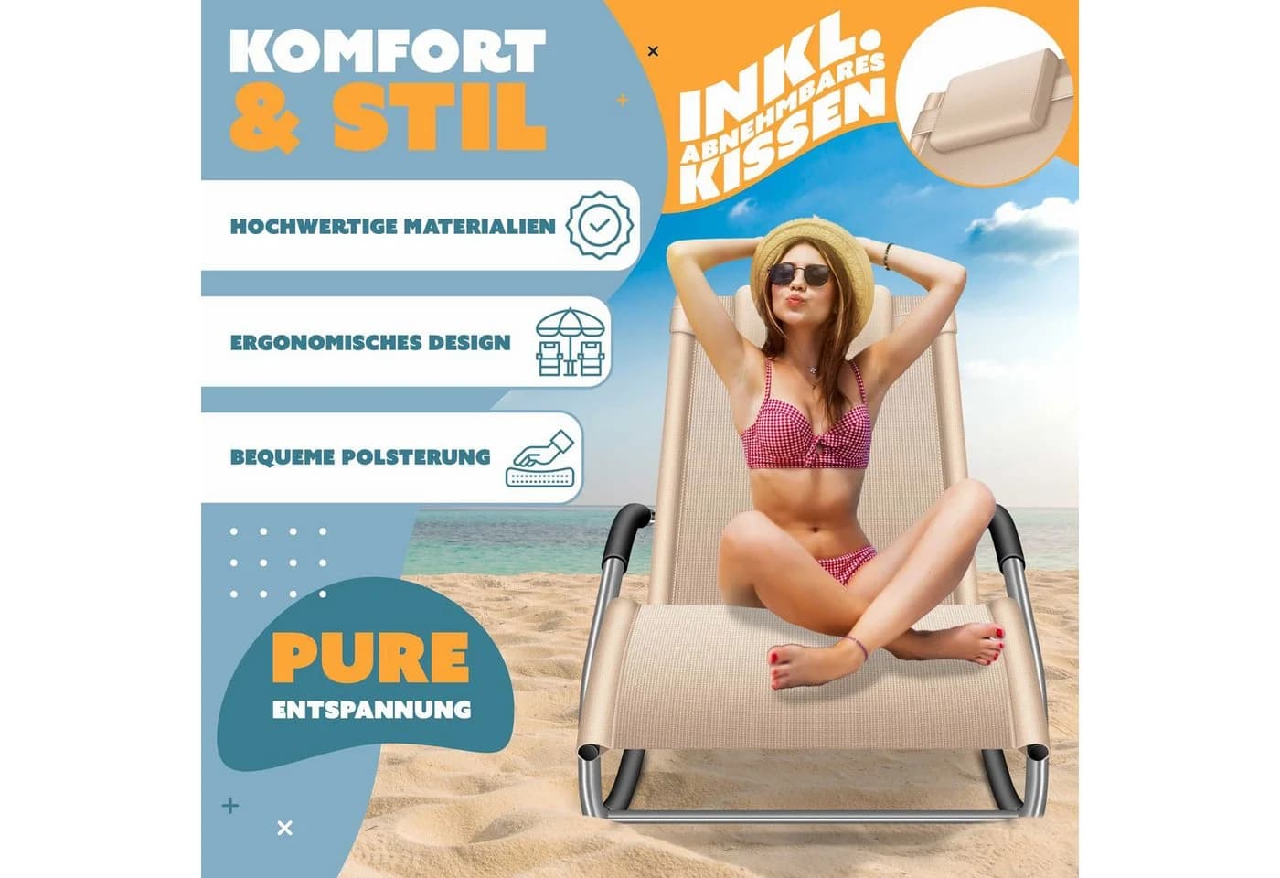KESSER Sonnenliege Relaxliege Beige Wetterfest 150 kg - Bild 2