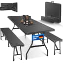 KESSER Bierzeltgarnitur 3-teilig Set Tisch & 2x Bank Schwarz Klappbar Bild 1