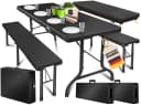KESSER Bierzeltgarnitur 3-teilig Set Tisch & 2x Bank Schwarz Klappbar Bild 3