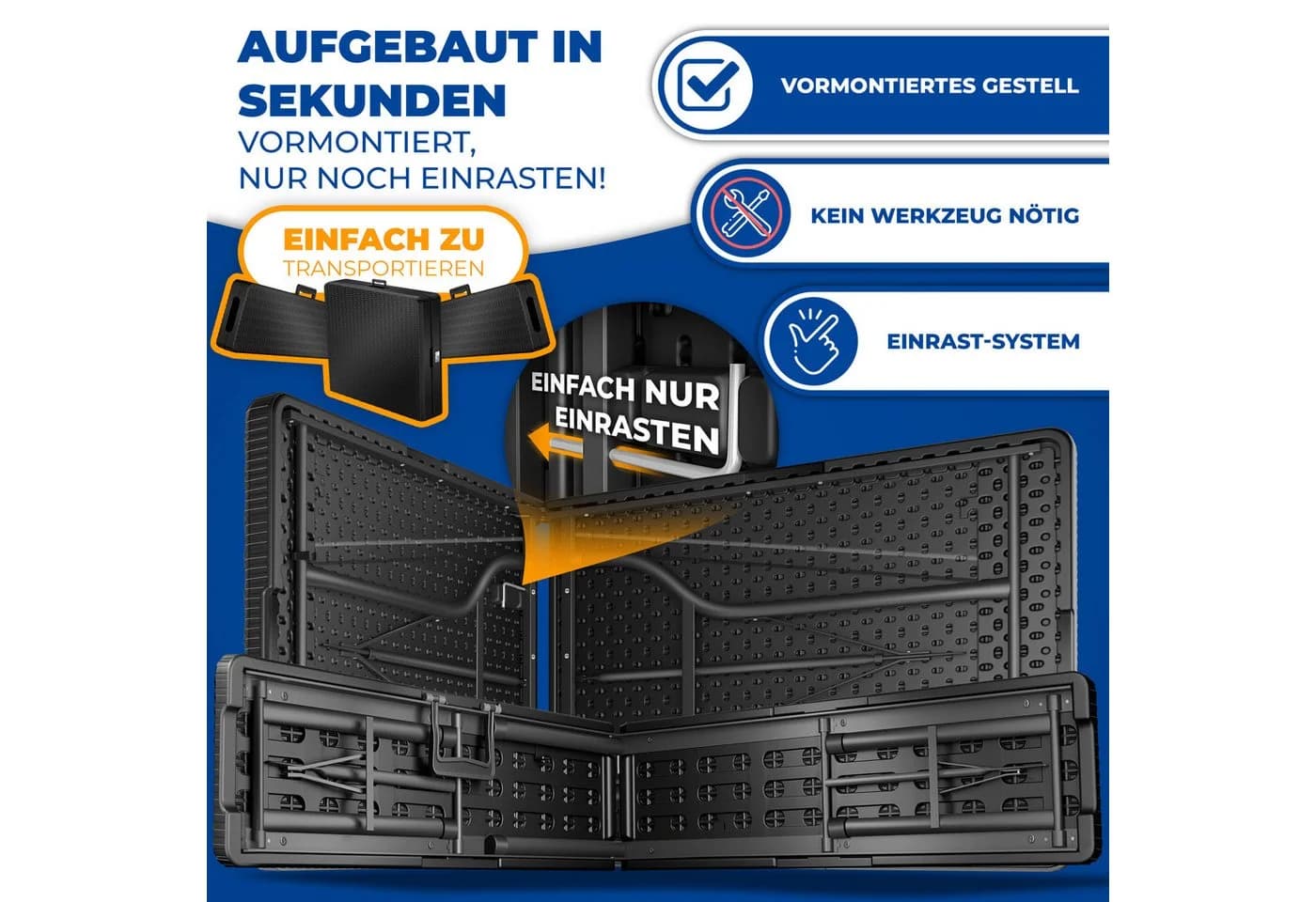 KESSER Bierzeltgarnitur 3-teilig Set Tisch & 2x Bank Schwarz Klappbar - Bild 5