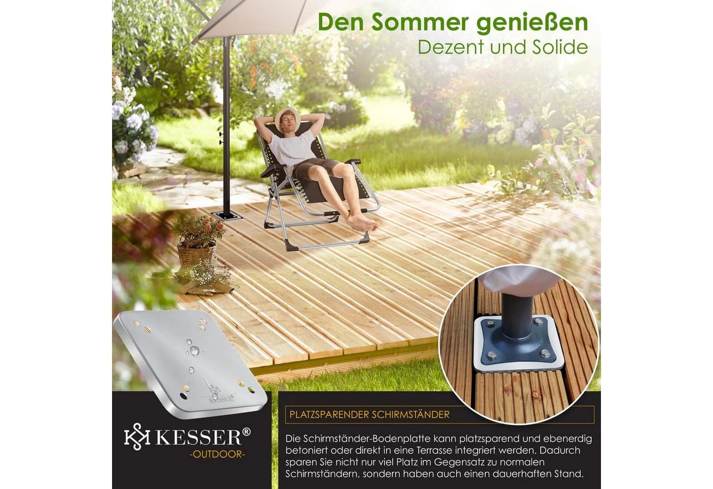 KESSER Metall Universal Bodenplatte Sonnenschirmständer Silber - Bild 4